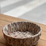 Panera ovalada de fibra natural blanca – diámetro 20 cm, alto 7 cm