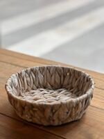 Panera ovalada de fibra natural blanca – diámetro 20 cm, alto 7 cm