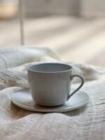 Taza Mug 500 ml + Plato Tsuji Línea Recta – Set x2 Blanco