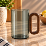 Taza de Vidrio con Asa de Madera 360 ml – Humo