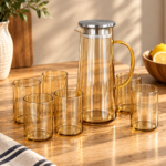 Set Zaly x 7 – Jarra 1450 ml + 6 Vasos 280 ml Ámbar